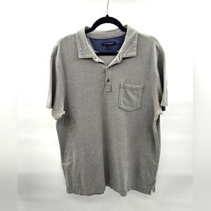 Banana‎ Republic Factory Cotton Gray Mini Stripe Pocket Polo Size Large